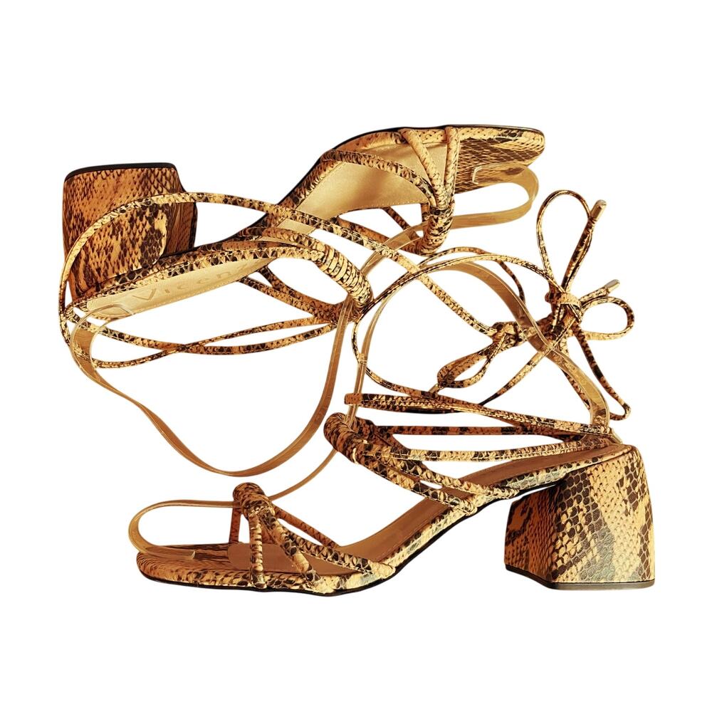 Free People Vicenza Love Struck Leather Shoes Sandals Ankle Wrap Reptile Size 6 - Picture 6 of 8